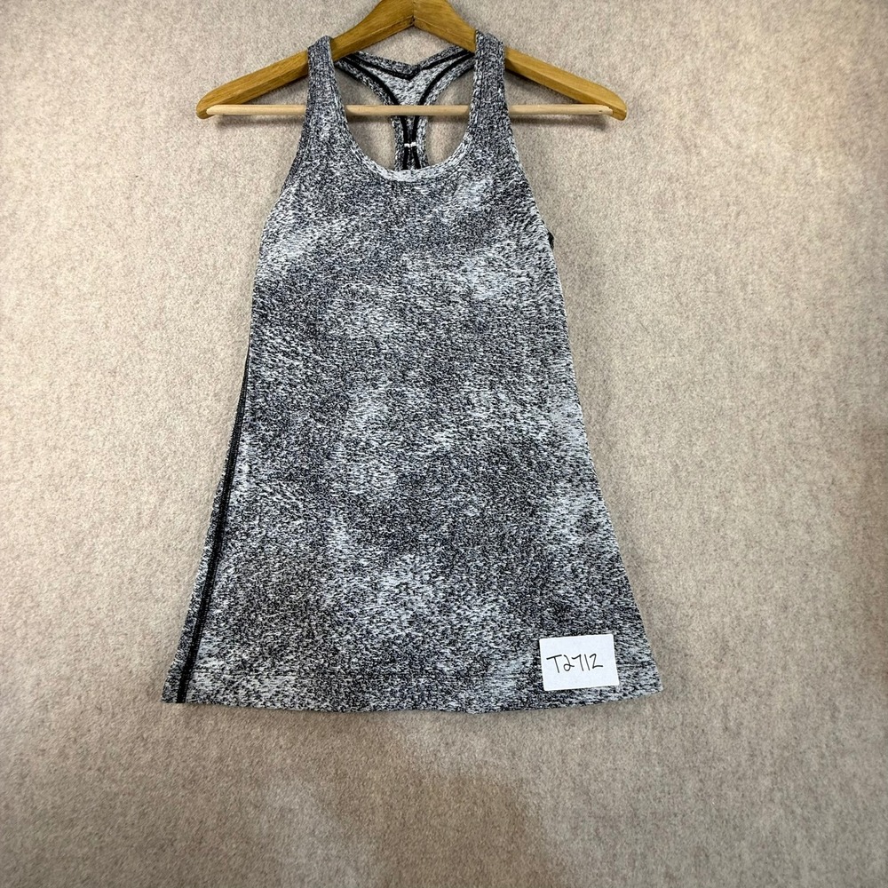 Lululemon Racerback Tank Top Black White Space Dye Static Athletic Yoga Sz 4